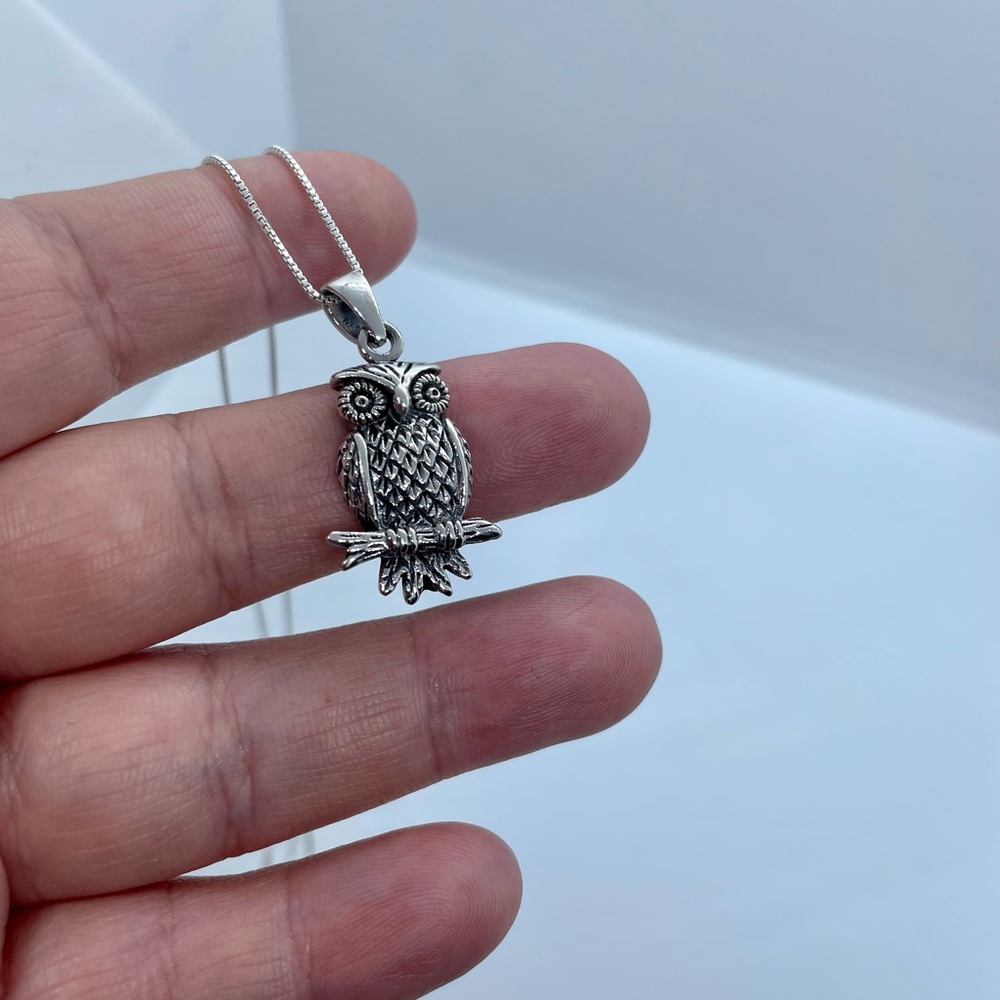 Sterling silver owl necklace